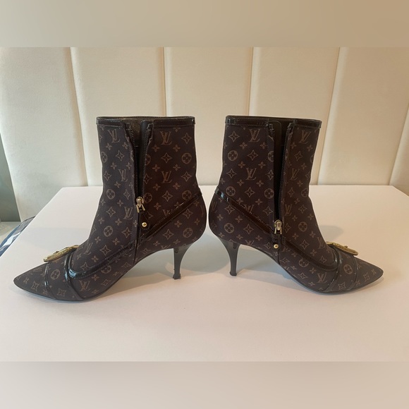 Louis Vuitton Brown Monogram Mimosa Mini Lin Ankle Boots - Picture 15 of 16